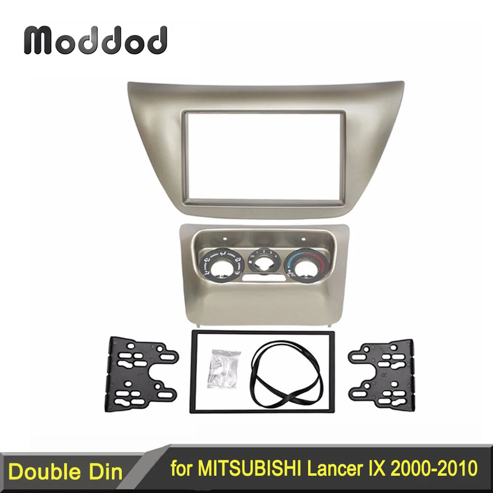 

Double Din Radio Fascia with Center AC Control Panel for 2006 Mitsubishi Lancer IX Aftermarkets Stereo Bezel Dash Kit Frame