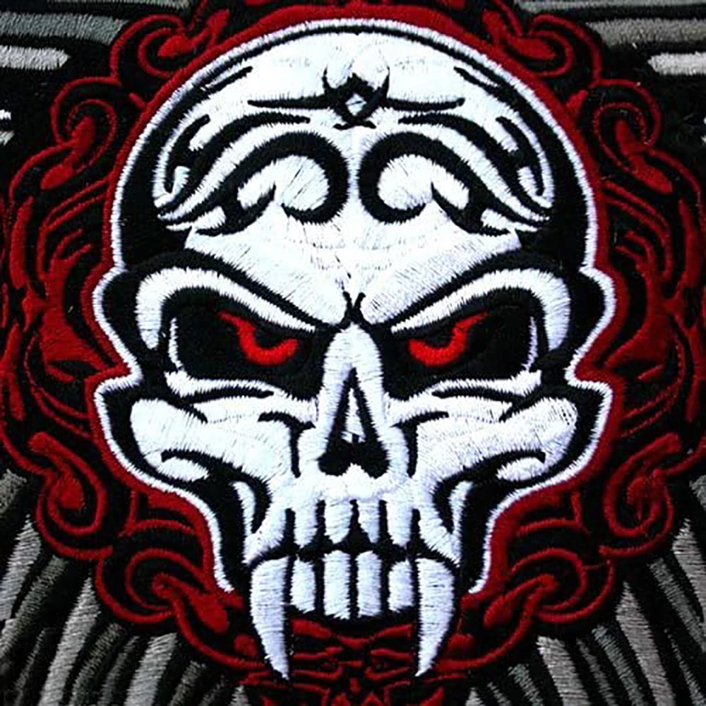 Large Size Winged Skull Angel Biker Motorcycle Vest Back Badge Embroidered Patch Iron On Sew on for Jackets Clothes Accessories