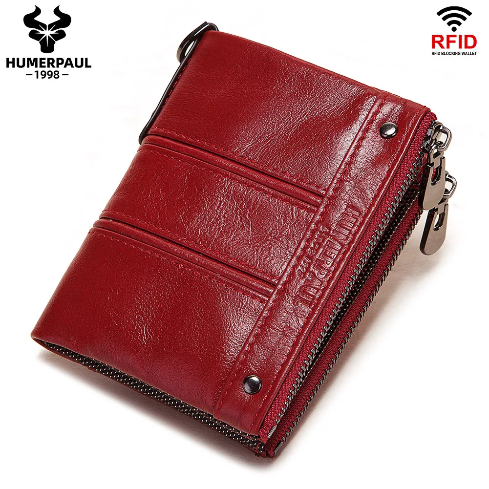 

HUMERPAUL 2021 Small Women Wallets Cowhide Leather Ladies Mini Clutch Money Bag Fashion Trend RFID Card Holder Carteira