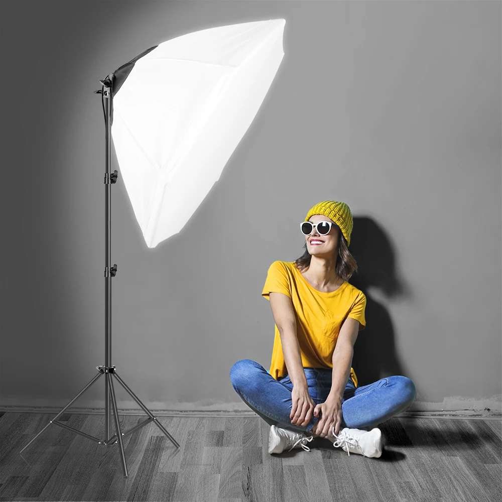 Photography Octagonal E27 Lamp Holder Soft Box Lighting Light Kit  LED Bulb With Light Stand Tripod  for Photo Studio Shooting