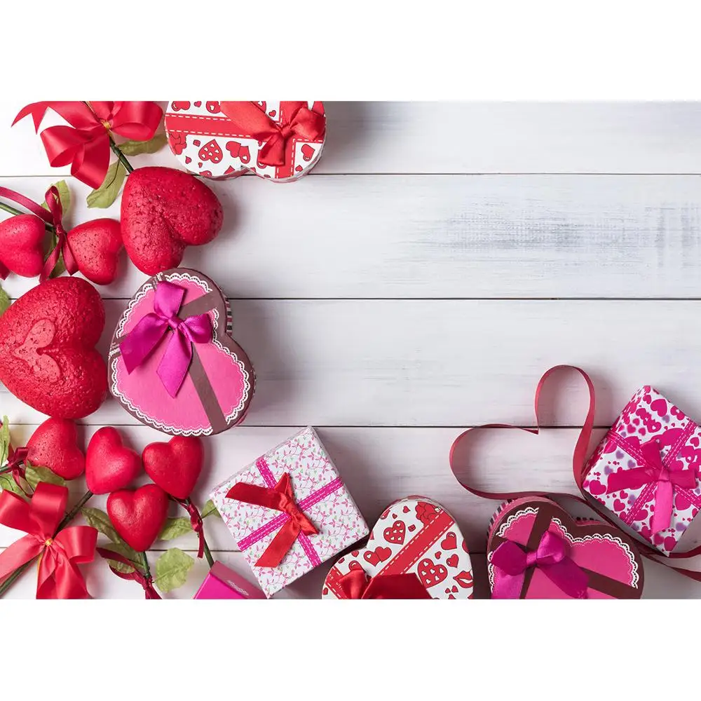 Red Hearts Gifts Wooden Board Photo Background Custom Photography Backdrop for Children Lovers Valentines Day Photobooth Props