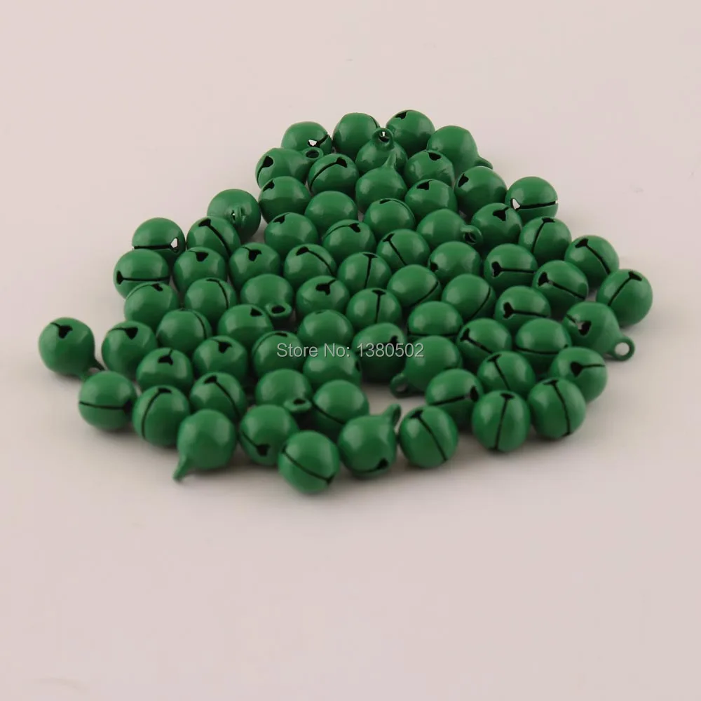 

100pcs/lot 7*10mm small bell Loose Beads green color iron round bells ornament jewelry making Christmas Bell