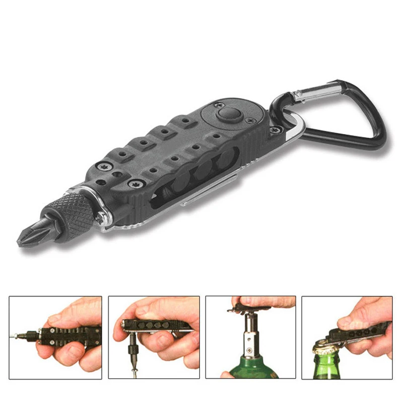 Mini Multi-function Screwdriver Keychain Camping Keychain Outdoor Survival Gear Multi Function Tool Bottle Opener Screwdriver