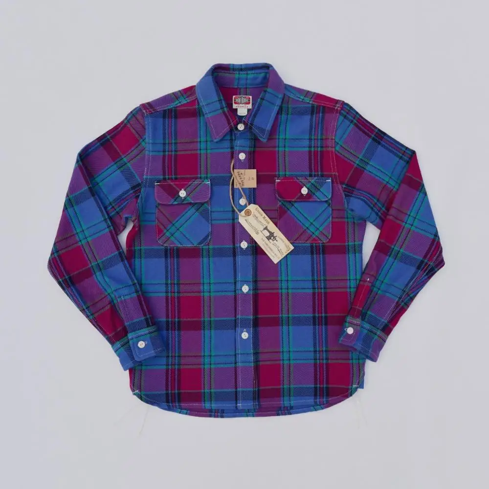 BOB DONG Ultra Heavy Duty Cotton Plaid Shirts American Workwear Checkered Shirts