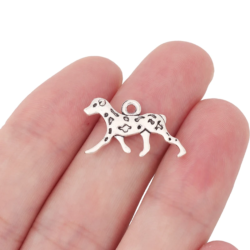 10 x Tibetan Silver Animal Dog Dalmatians Charms Pendants for DIY Necklace Jewelry Making Findings Accessories 22x13mm