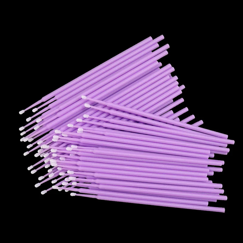 100pcs Eyelash Cotton Swabs Disposable Micro Brushes Eyelash Cleaning Sticks Cotton Swab Eyelash Extension Microbrush Mascara