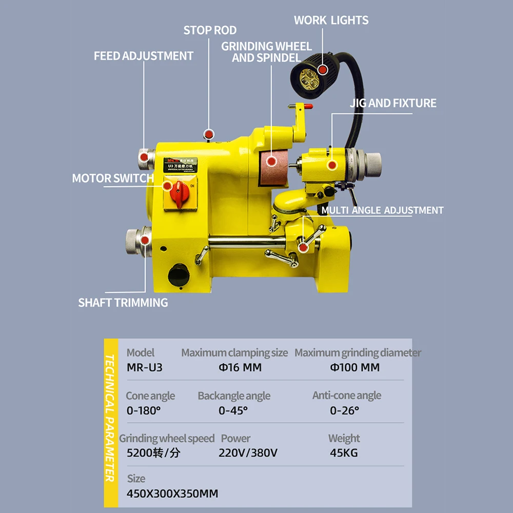 MRCM Universal tool grinder  Universal Multi-functional Cutter Grinder Sharpener For Drill Bits, Lathe Tool And Ball Cutter