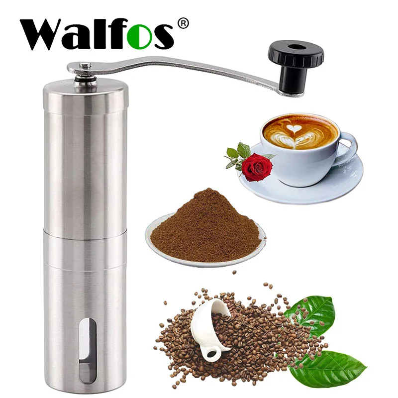 WALFOS Manual Coffee Grinder Mill Machine Stainless Steel Hand Herb Coffee Bean Burr Grinder Coffee Accessories Kitchen Gadgets