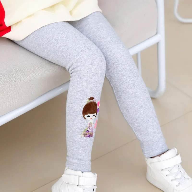 Winter Dikke Warme Broek Voor Grils 3-10T Cartoon Patroon Broek Baby Skinny Leggings Met Fleece Warm Elastische taille Broek