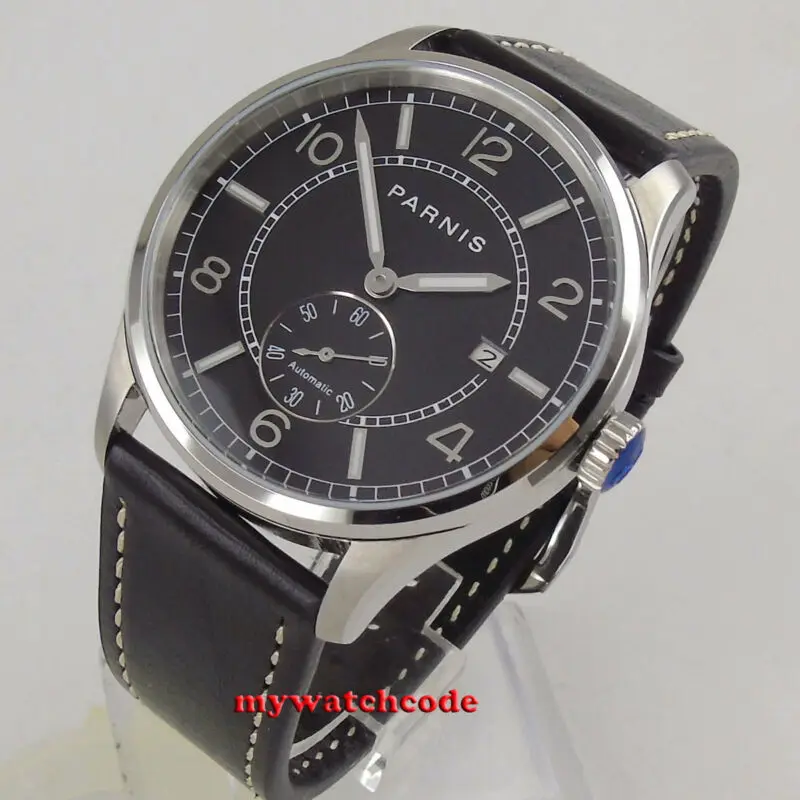 new arrive 42mm PARNIS black dial date window automatic STYLISH MENS watch P1229