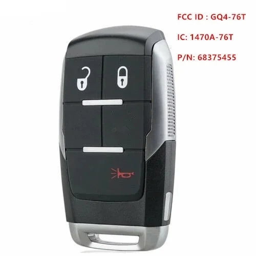 KEYECU-GQ4-76T de 3/4/5 botones para Dodge RAM Pickup HD 2500, 3500, 4500, 5500, 2019, 2020, 2021 MHz, 4A, Chip remoto, 68375456AB