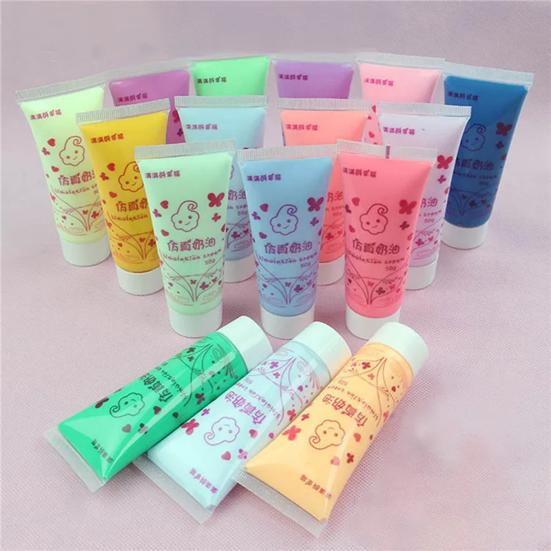 50ml Resin DIY Craft Soft Clay Fake Whipped Cream Clay Simulation Cream Gel Mobile Shell Handmade Decoration 11.5cm x 4.5cm, 1Pc