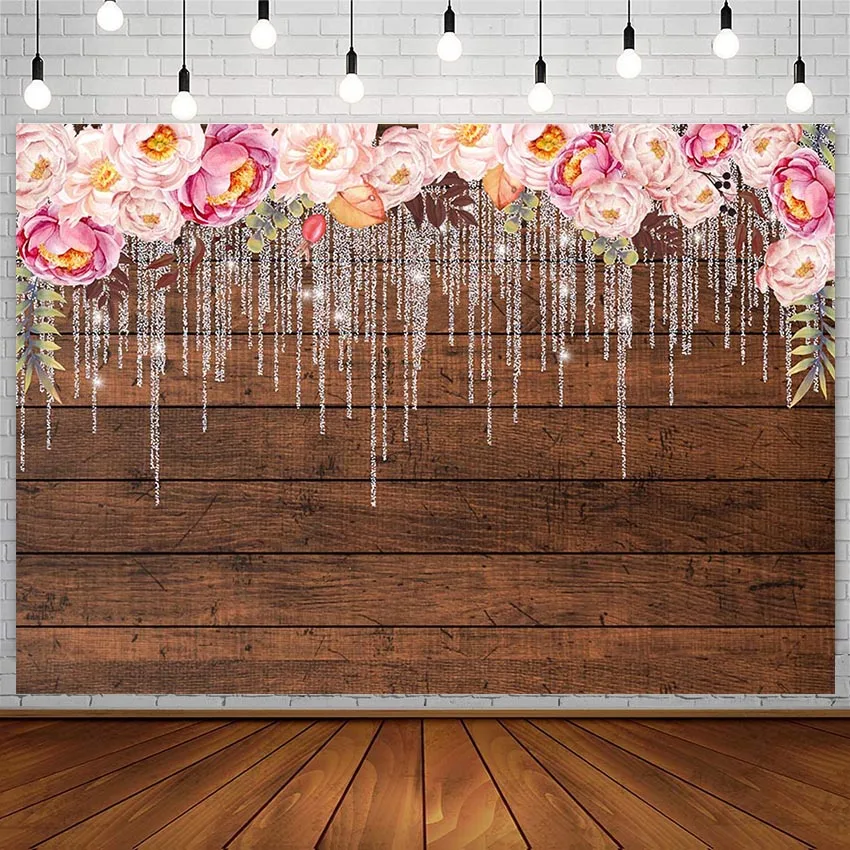 Avezano Wedding Backdrops Flowers Plank Shiny Photophone For Photo Photography Studio Backgrounds Decor Birthday Girl Photozone