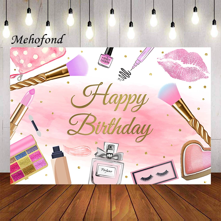 

Mehofond Photography Background Pink Beauty Makeup Spa Party Women Girls Birthday Decorations Backdrop Photo Booth Studio Banner