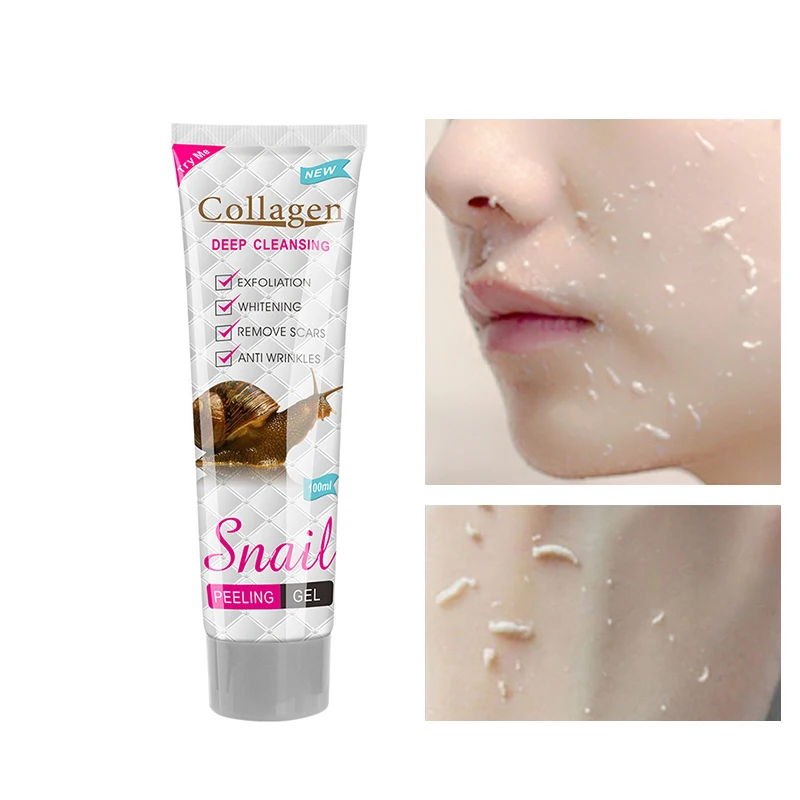 Gel exfoliante de colágeno de caracol, limpieza suave de poros, exfoliación Facial, pollo, piel muerta, hidratante, cuidado de la piel, Gel Facial