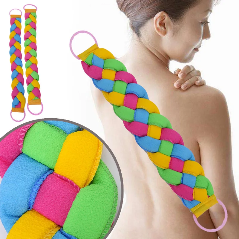 75cm Exfoliating Back Scrubber Sponge Three-strand Four-strand Twist Bath with Braided Double-sided Pull Back Shower Towel