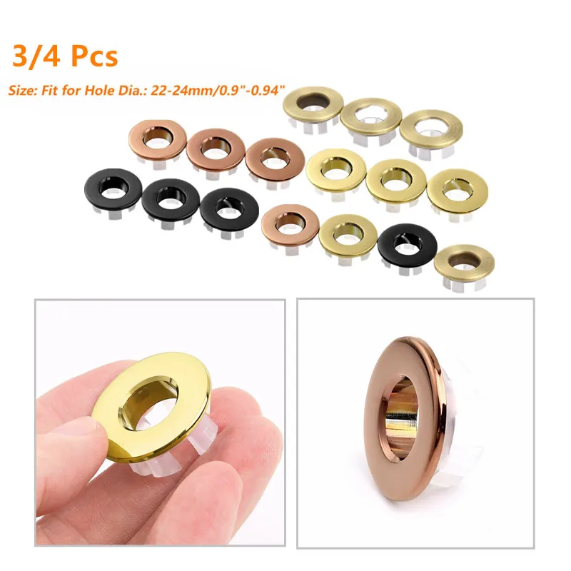 

Solid Brass Sink Overflow Covers Kitchen Bathroom Basin Trim Round Hole Caps Insert Spares Kitchen Sink Accessories