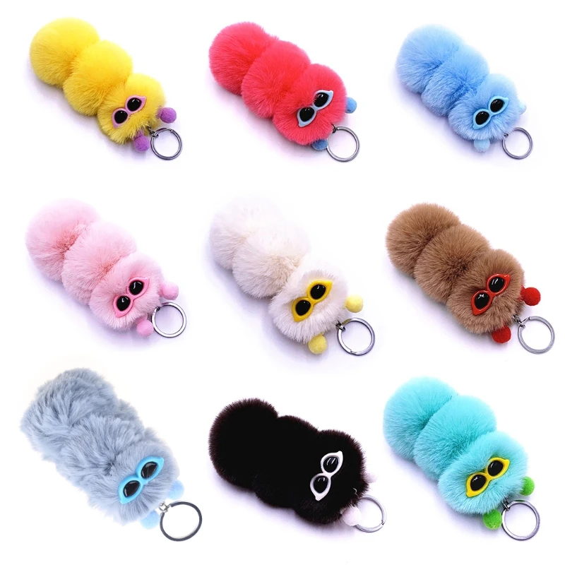 15cm/6inch Mini Joint Stuffed Key Chain for Dollhouse Decoration Handbag Decors Plush Caterpillar Key Chain Party Favors