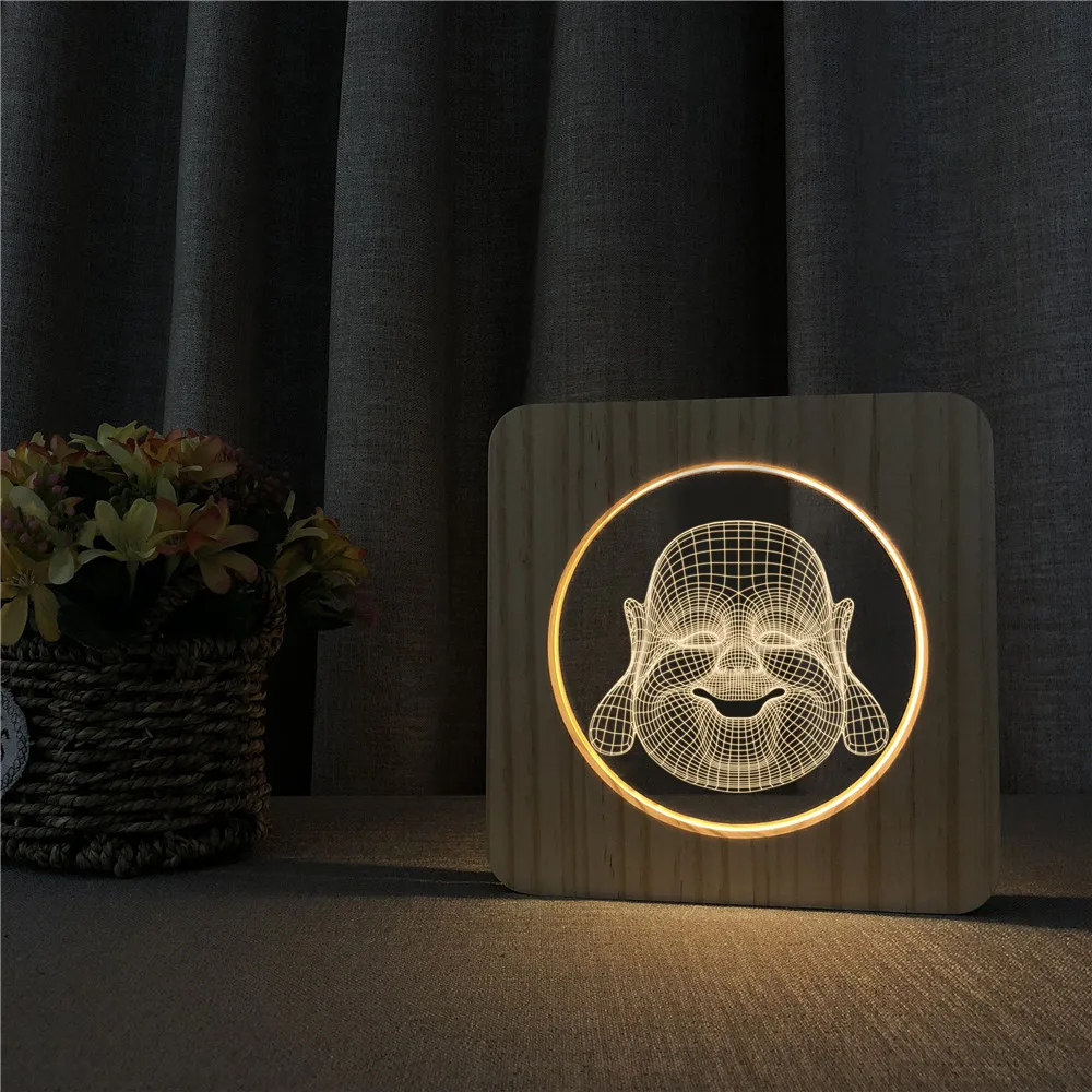 

Maitreya Buddha 3D LED Arylic Night Lamp Table Light Switch Control Carving Lamp for Room Decorate Birthday Gift Dropship