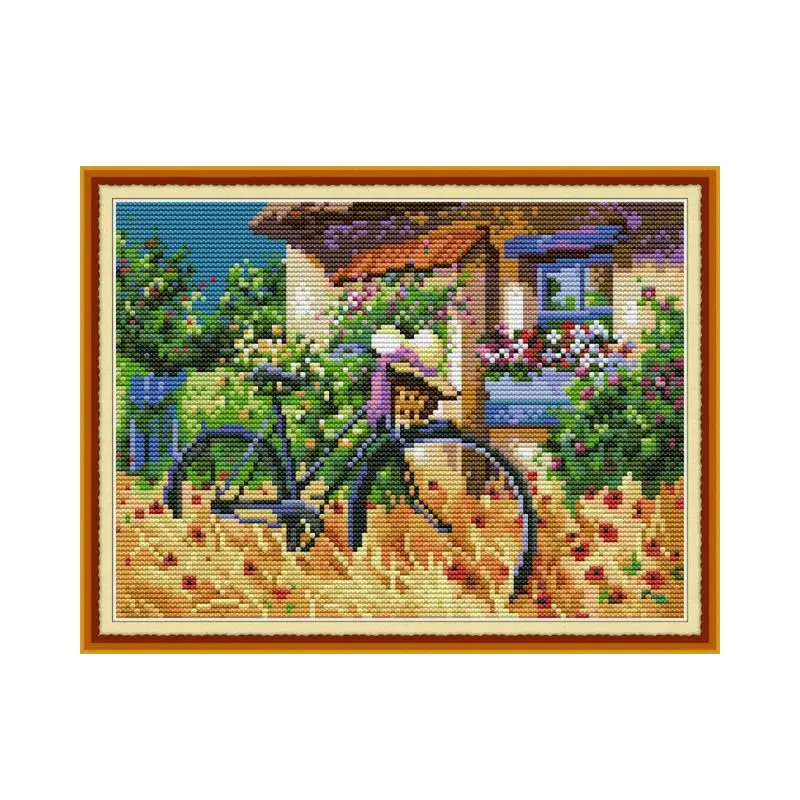 Bicycle cross stitch kit aida 14ct 11ct count print canvas cross stitches   needlework embroidery DIY handmade