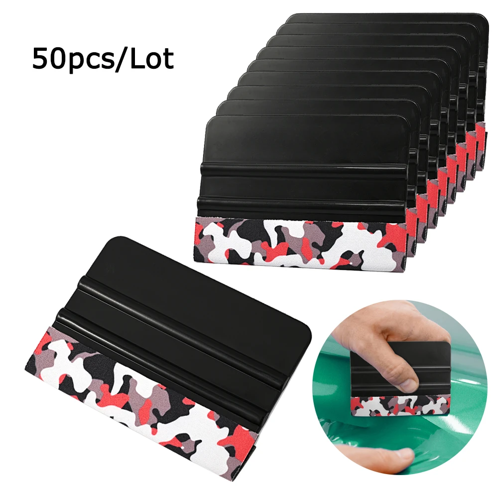 FOSHIO 50PCS Carbon Fiber Vinyl Felt Squeegee Set Car Decal Wrap Film Tint Tool No-Scratch Window Glass Cleaning Plastic Scraper