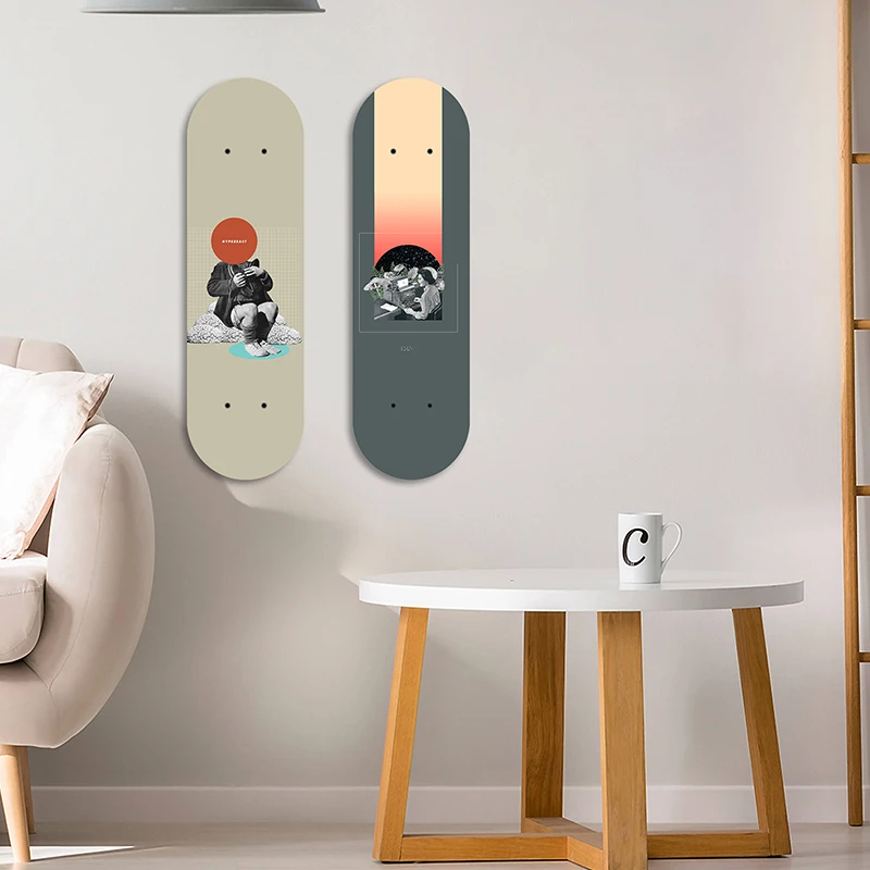 Creative Decorative Skateboard Art Maple World Famous Plaques Collection Funny Pop Skate Deck Mural for Bar Pub Room Wall Decor