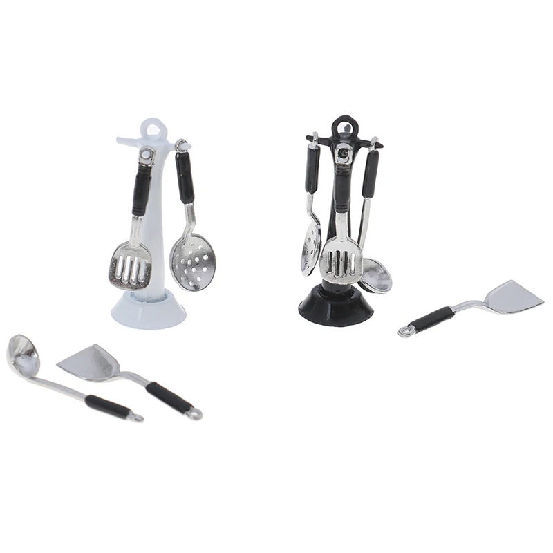 Mini Vintage Dollhouse Miniatures Tableware Cutlery Cook Tools Rack Fork Spoon Childrens Toy Doll House Simulaiton Kitchen Toys