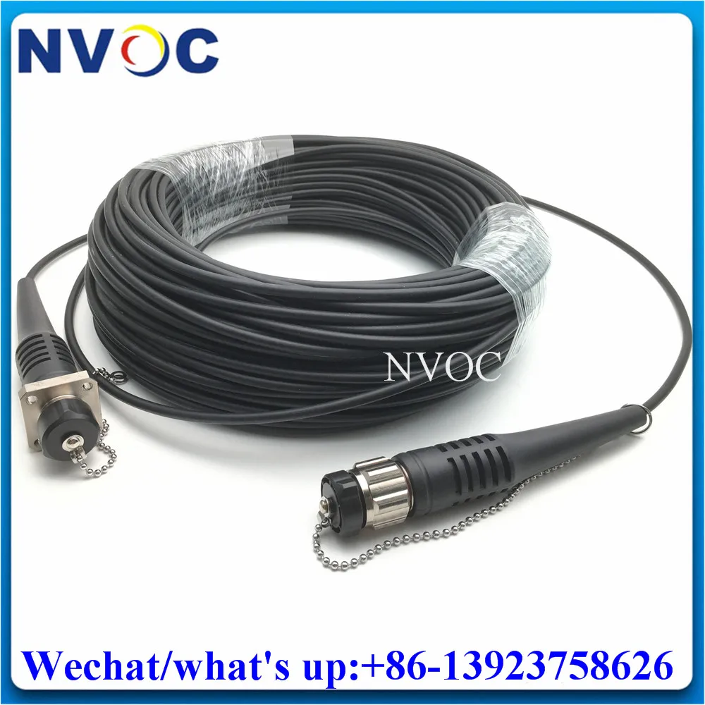 300M FTTA 2Cores ODC Male to ODC Round Socket/Plug Type Female Square Connector 2C Armored Fiber Optical Patch Cord Black Cable