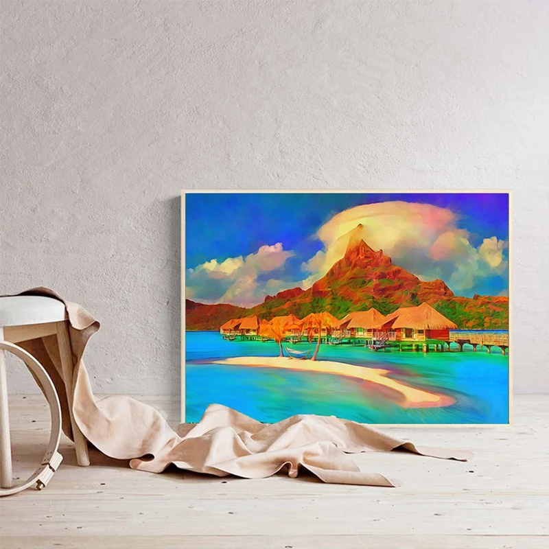 Seaside Diamond painting Full Drills Scenery Diamond Embroidery Needlework Cross Stitch DIY Mosaic Handmade Gift Home Decor Art