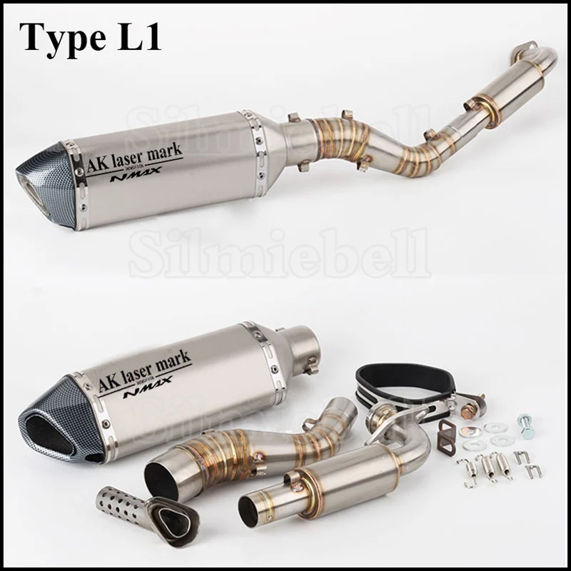 Motorcycle Exhaust Muffler laser AK Full System Slip on Escape Moto For Yamaha NMAX 125 NMAX 155 NMAX125 NMAX155 2015 2016 2017