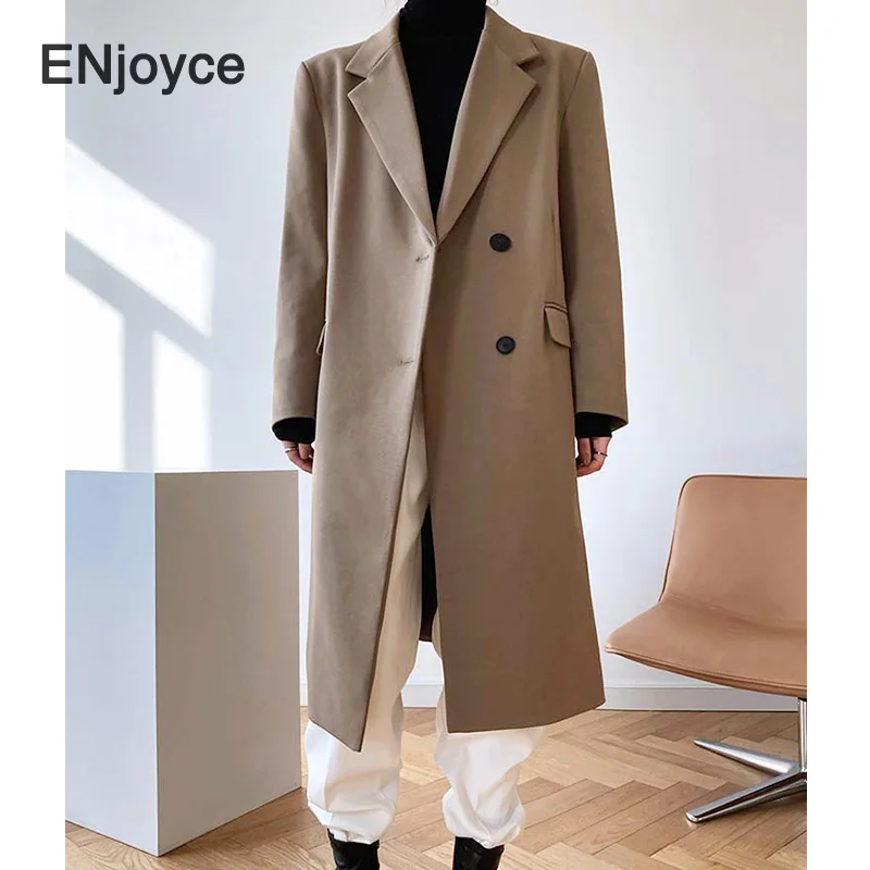 Spring Autumn Women Suit Overcoat Korean Style Fashion Workwear Ladies Long Suit Wide Shoulder Suit Jacket