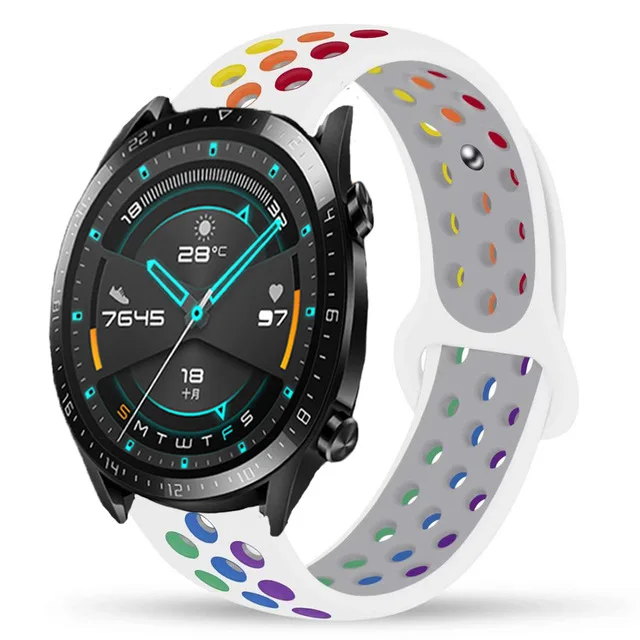 Rainbow Sports bands For Huawei Watch GT 2 42mm 46mm For Honor Magic 2 Fashion Silicone Replacement Strap Band Wrist Bracelet