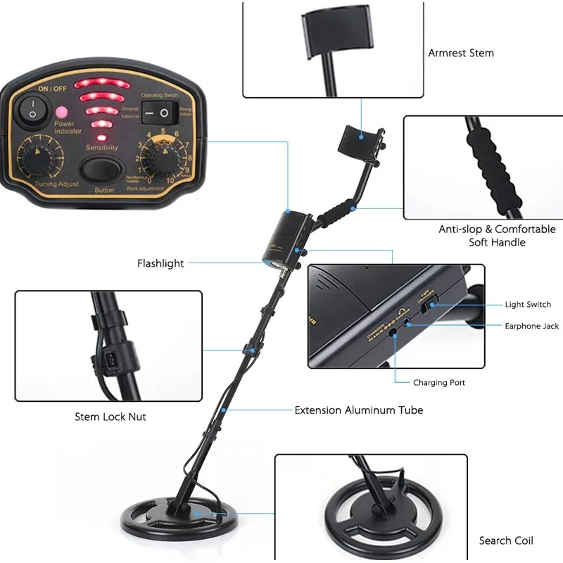 Metal Detector UnderGround Depth1.8m AR944M Scanner Finder Tool 1200mA Li-Battery for Gold Digger Treasure Seeking Hunter Tester