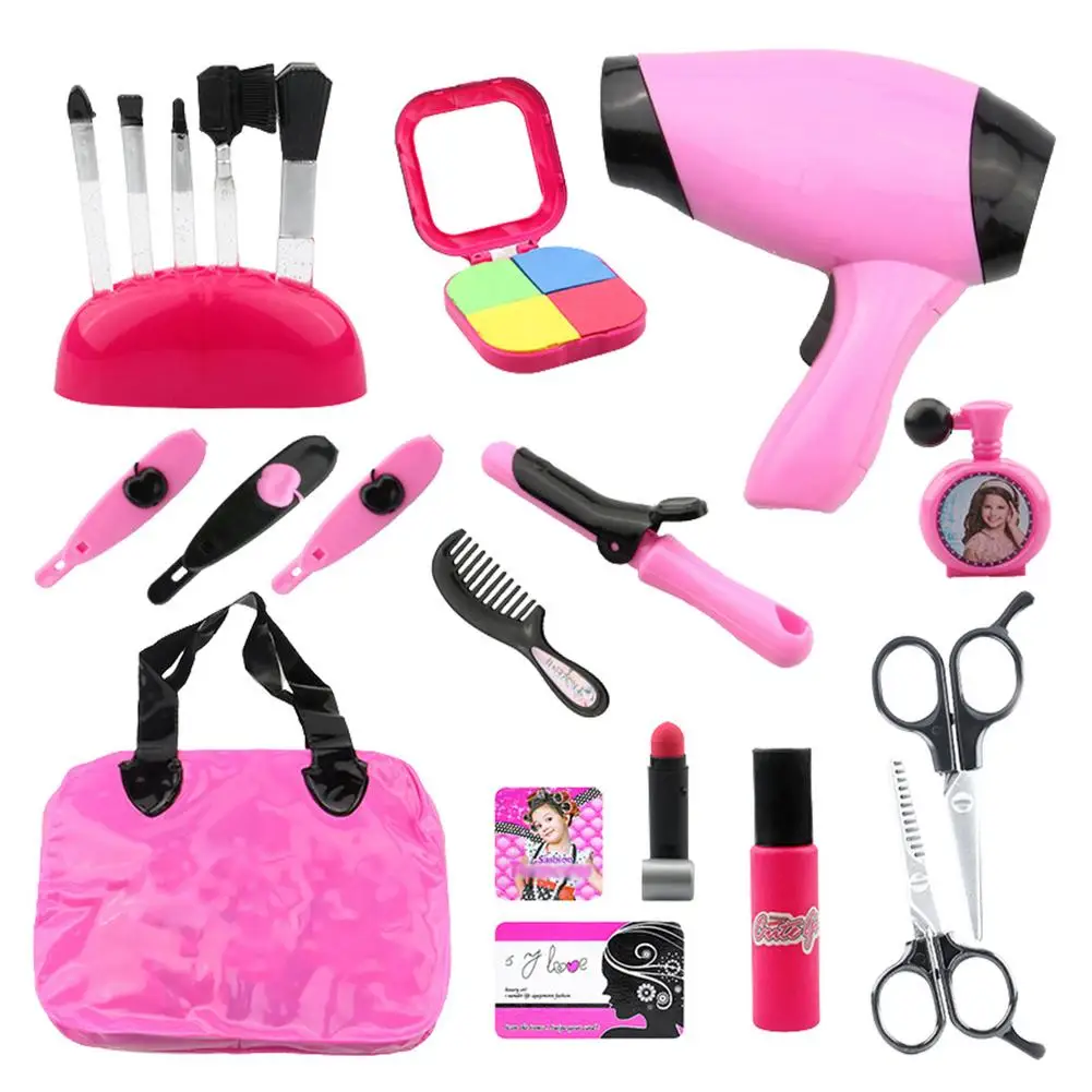 Beauty Hair Stylist Set Beauty Salon Fashion Pretend Play Set for Girls with Toy Blow Dryer Curler and Other Styling Tools