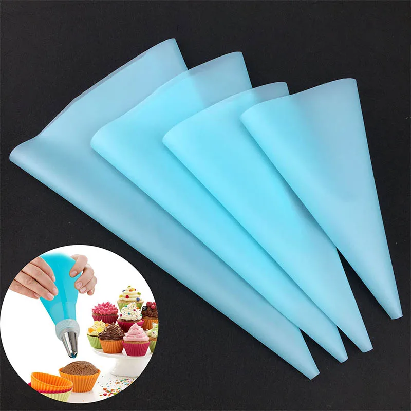 4PCS Confectionery Bag Silicone Icing Piping Cream Pastry Nozzle Bags DIY Cake Decorating Baking Tools for Russian Nozzle Tips