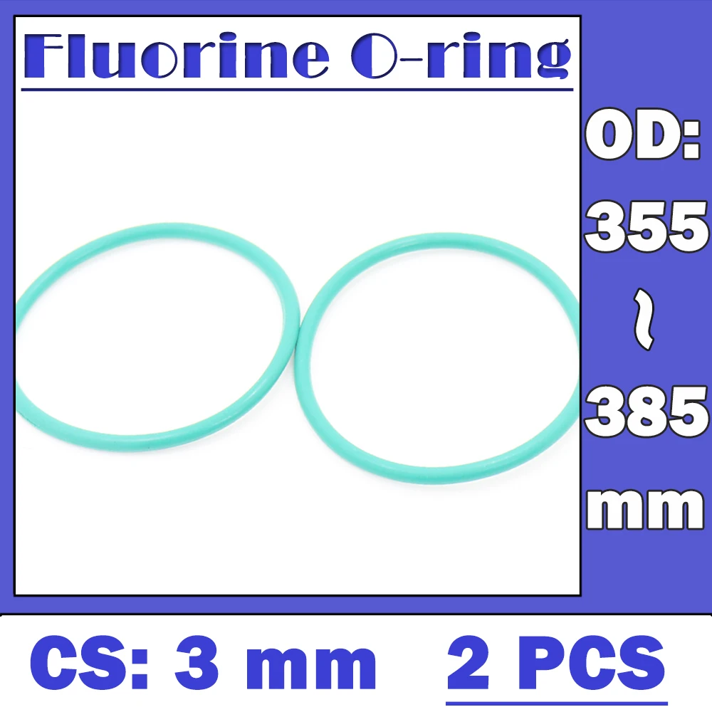 CS3mm FKM Rubber O RING OD 355/360/365/370/375/380/385*3 mm 2PCS O-Ring Fluorine Gasket Oil seal Green ORing