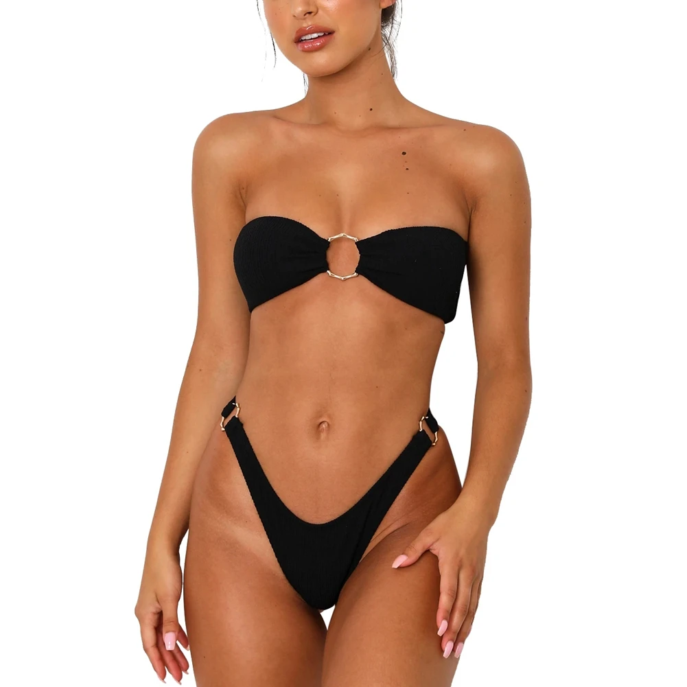 2020 Summer Hot New Womens Sexy Strapless Bikini Sets Ladies Solid Push Up Tube top  Bikinis Beachwear Swimwear Bathing Suit