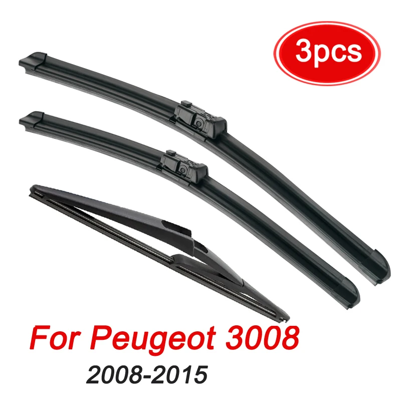 Windshield Wiper Blades For Peugeot 3008 2008-2015 Front Rear Window Windscreen Wiper 2014 2013 2012 2011 2010 2009 30\'\'+28\'\'+12