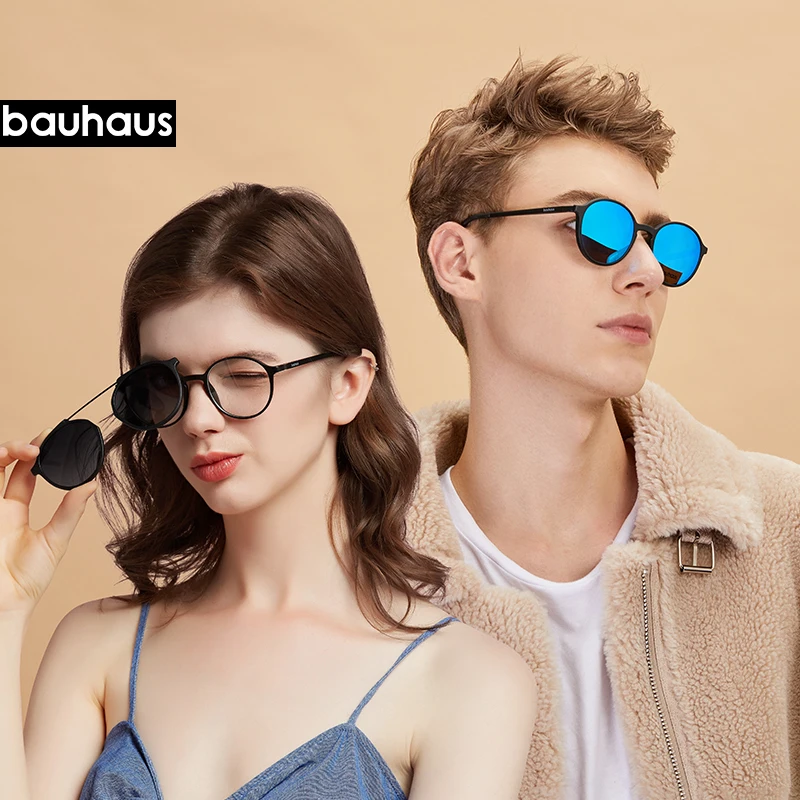 Bauhaus-gafas de sol con Clip para hombre y mujer, lentes con imán, montura óptica ultem, marca clásica