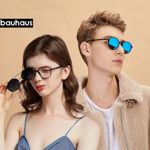 Imagen 2 del producto Marca Bauhaus, gafas de sol clásicas con Clip para hombres y mujeres, monturas de gafas con imán, montura de gafas ópticas ultem