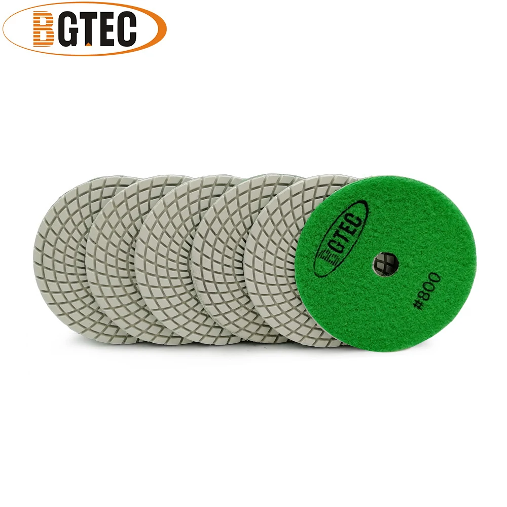 

BGTEC 4inch 6pcs #800 Professional diamond flexible polishing pads 100mm sanding disc for granite, marble, ceramic