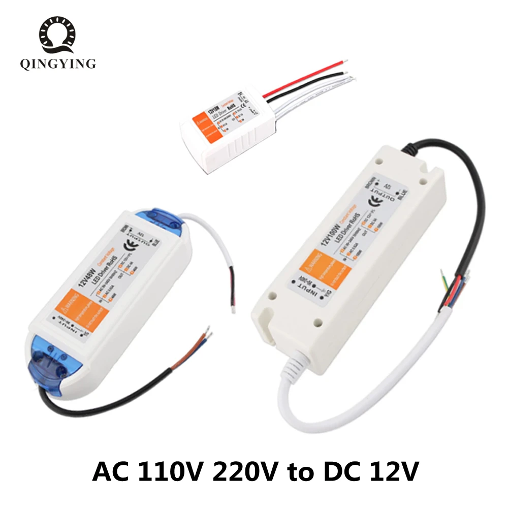 

2pcs/lot AC110V 220V To DC 12V Power Supply LED Driver 18W 28W 30W 42W 48W 60W 72W 100W Lighting Transformers For LED Strip