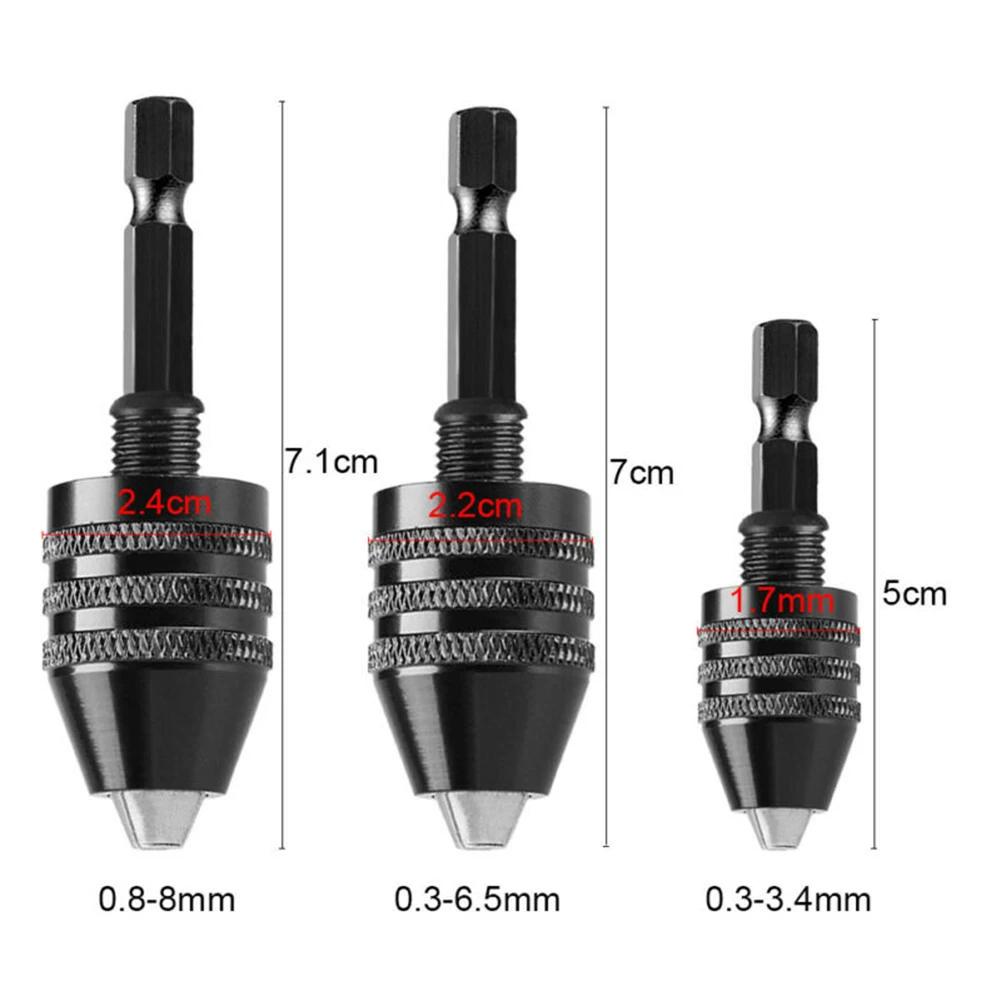 Mandrin de perceuse électrique sans clé, outils de fixation à pince, tige hexagonale 0.3 ", convertisseur à changement rapide, adaptateur de tournevis à percussion, 1/4-8mm