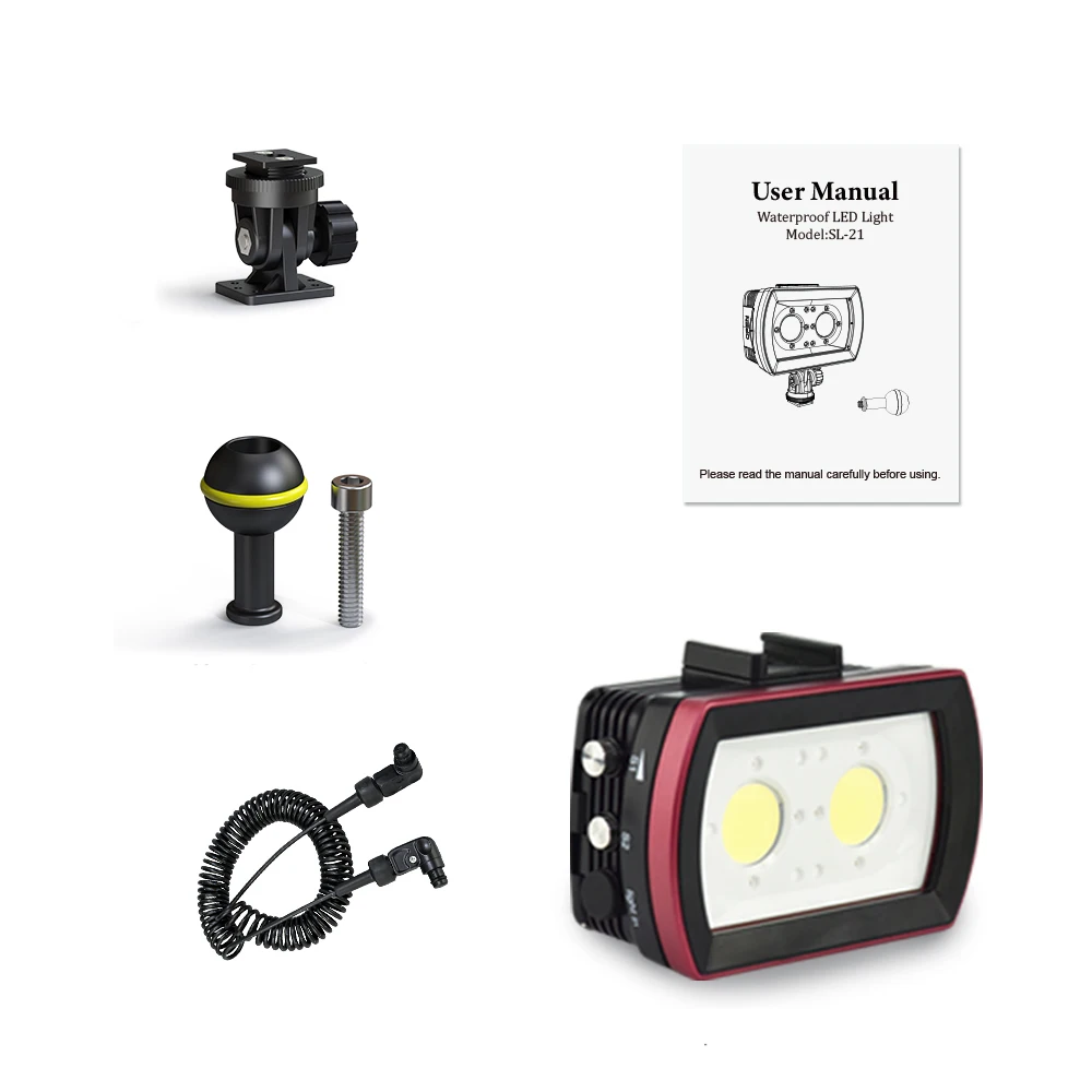 SL-21 прочный светодиодный фонарь для дайвинга 7000-7500K Подводная заполняющая лампа светодиодный s 40M водонепроницаемый с белым/красным/синим светом s