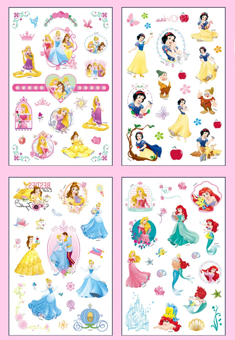 Disney Kids Temporary Tattoo Stickers Toy Princess Frozen Minnie Mouse Body Art Waterproof Car Mermaid Tattoo Stickers Kids