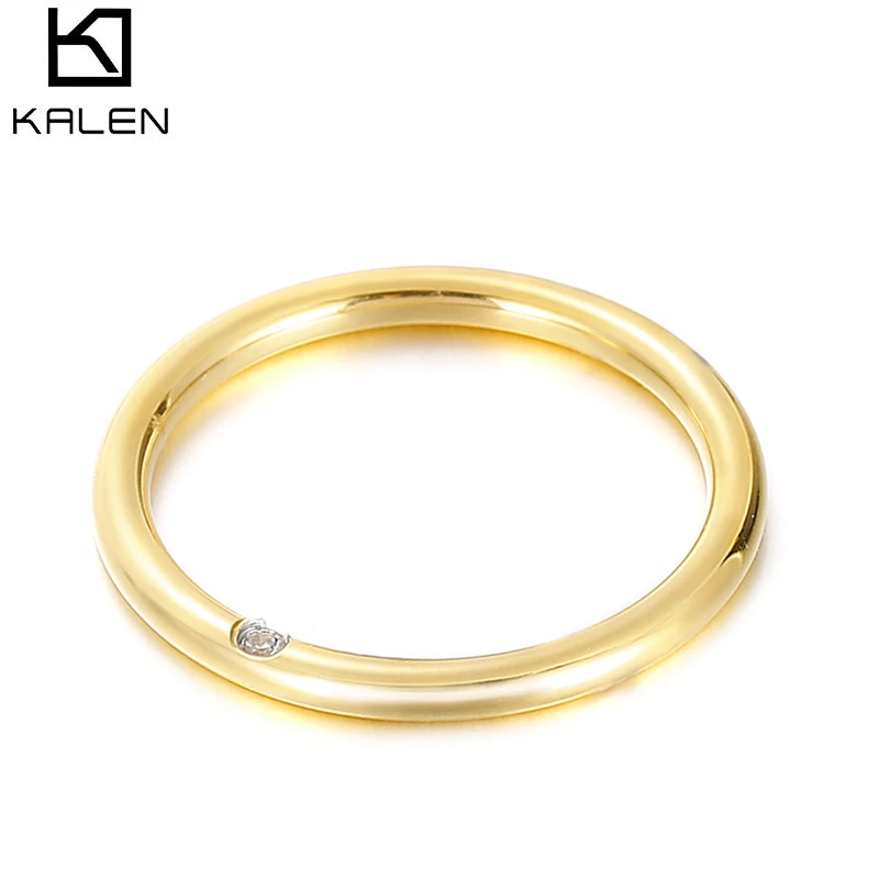 Kalen Multiple Color Stainless Steel Bague Femme Cubic Zircon Wedding Rings For Women Aperture Anillos Simplicity Jewelry