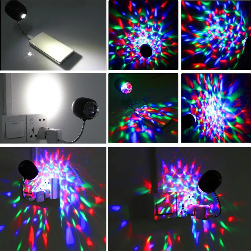 Светодиодный сценический RGB-светильник, вращающийся на 360 °, регулируемый, 2 в 1, USB-ночсветильник для дома, портативный Белый Настольный светильник, автомобильная атмосфера