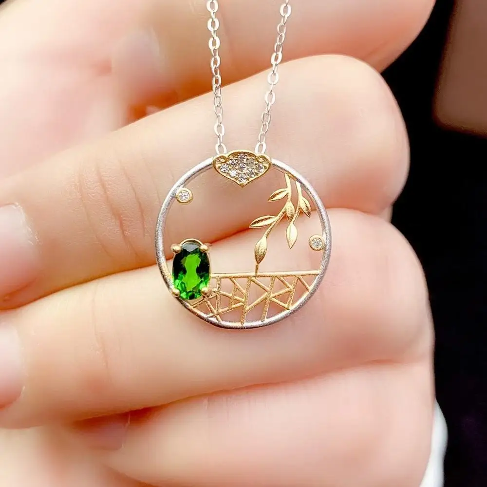 

KJJEAXCMY изысканные ювелирные изделия из стерлингового серебра 925 пробы с инкрустацией натуральным диопсидом, популярная девушка, новый кулон, ожерелье, поддержка теста