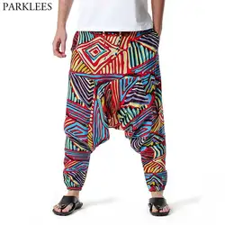 Calça de harém boho hippie boho masculino, tontura, estampado africano, moletom Genie, algodão, casual, hip hop, ankara