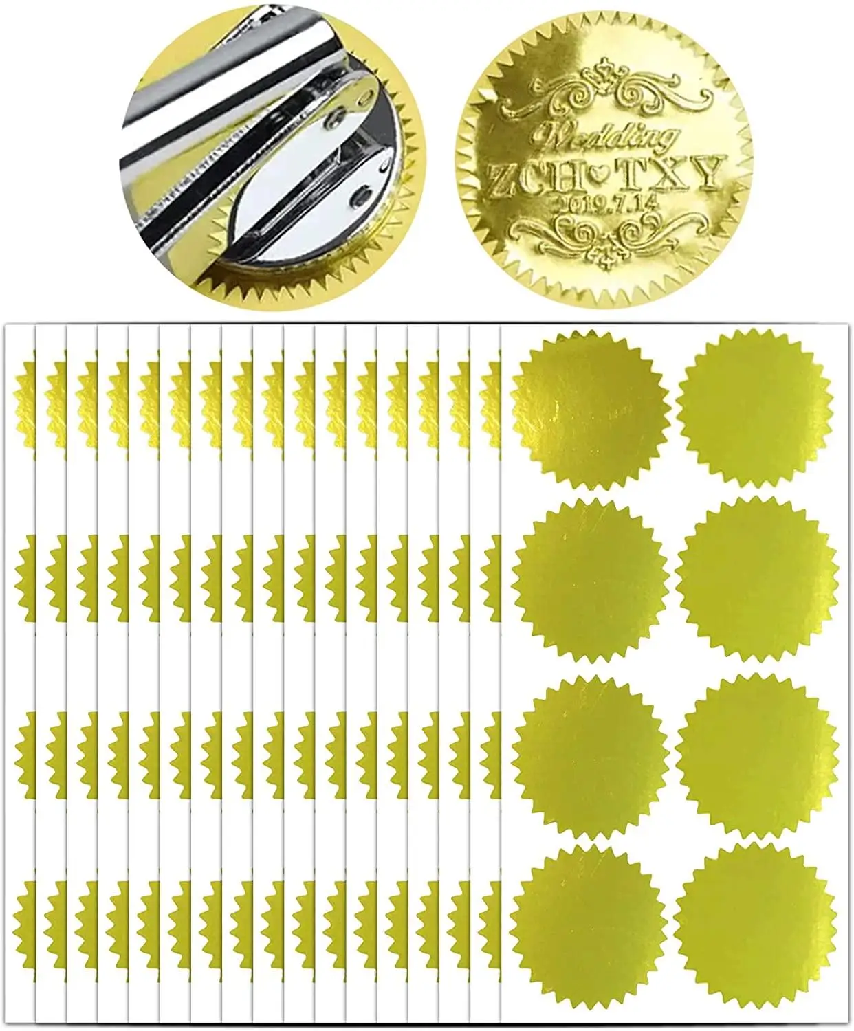 200pcs Gold Embossed Stickers Foil Blank Certificate Seal Label - 1 3/4